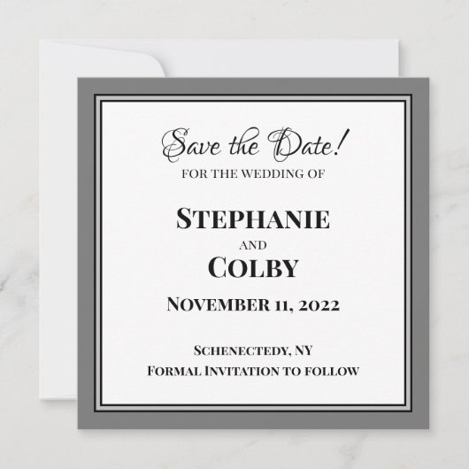 Elegante Minimalistische Save the Date Uitnodiging (Voorkant)