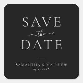 Elegante Minimalistische Save The Date Zwart Vierkante Sticker