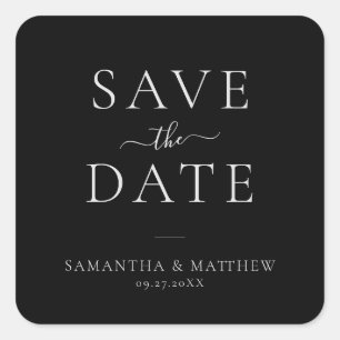 Elegante Minimalistische Save The Date Zwart Vierkante Sticker