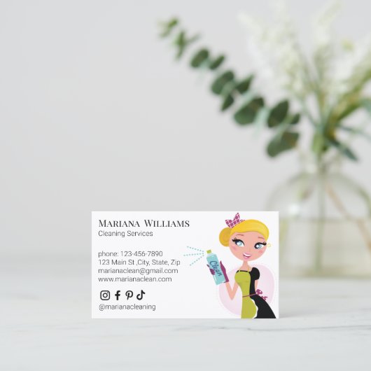 Elegante minimalistische schoonmaakdiensten voor s visitekaartje (Staand voorkant)