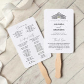 Elegante minimalistische schuur bruiloft programma handwaaier
