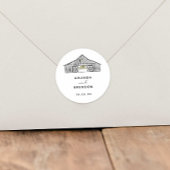 Elegante minimalistische schuur bruiloft ronde sticker