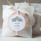 Elegante minimalistische schuur bruiloft ronde sticker