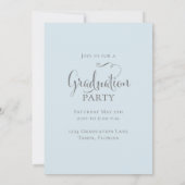 Elegante minimalistische script afstudeerfoto blau kaart (Achterkant)