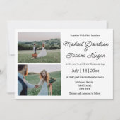 Elegante minimalistische script bruiloft 2 foto's  kaart (Voorkant)