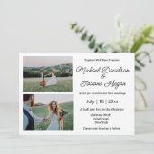 Elegante minimalistische script bruiloft 2 foto's  kaart (Staand voorkant)