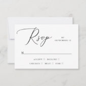 Elegante Minimalistische Script Bruiloft | Maaltij RSVP Kaartje (Voorkant)