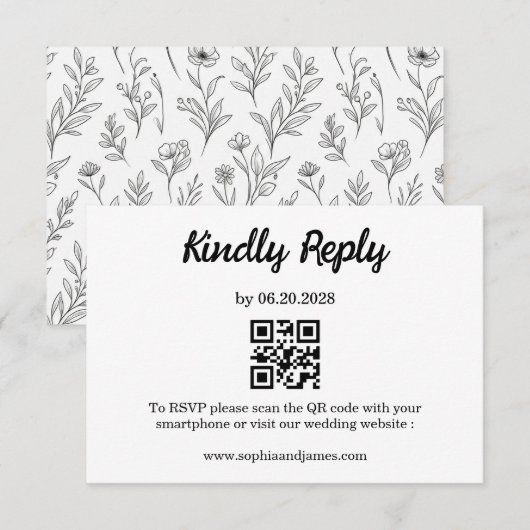 Elegante Minimalistische Script Combo Traditioneel RSVP Kaartje (Voorkant / Achterkant)
