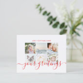 Elegante Minimalistische Script Familie Foto Groet Briefkaart (Staand voorkant)