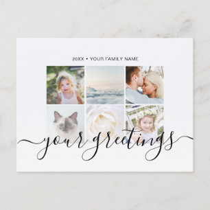 Elegante Minimalistische Script Familie Foto Groet Briefkaart