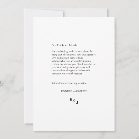 Elegante minimalistische script foto bruiloft dank bedankkaart (Achterkant)