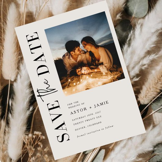 Elegante Minimalistische Script Foto Bruiloft Save The Date
