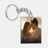 Elegante Minimalistische Script Foto Sleutelhanger (Voorkant Links)