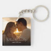 Elegante Minimalistische Script Foto Sleutelhanger (Achterkant)