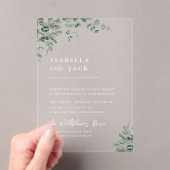 Elegante minimalistische script groen bruiloft acryl uitnodigingen (Insitu (Draagbaar))