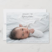 Elegante Minimalistische Script Hello Baby 2 Foto Aankondiging (Voorkant)