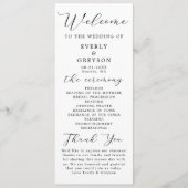 Elegante minimalistische script huwelijksceremonie programmakaart (Voorkant)