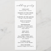 Elegante minimalistische script huwelijksceremonie programmakaart (Achterkant)