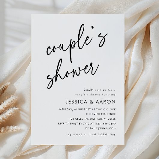Elegante Minimalistische Script Koppel Bruiloft Kaart