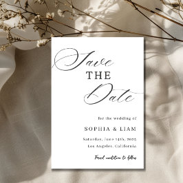 Elegante Minimalistische Script Save the Date Kaar