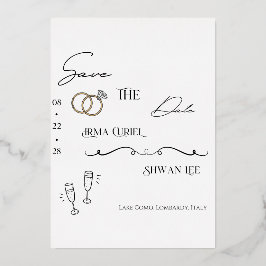 Elegante Minimalistische Script Save the Date Kaar Folie Uitnodiging