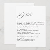 Elegante minimalistische script trouwdetails kaart (Voorkant / Achterkant)