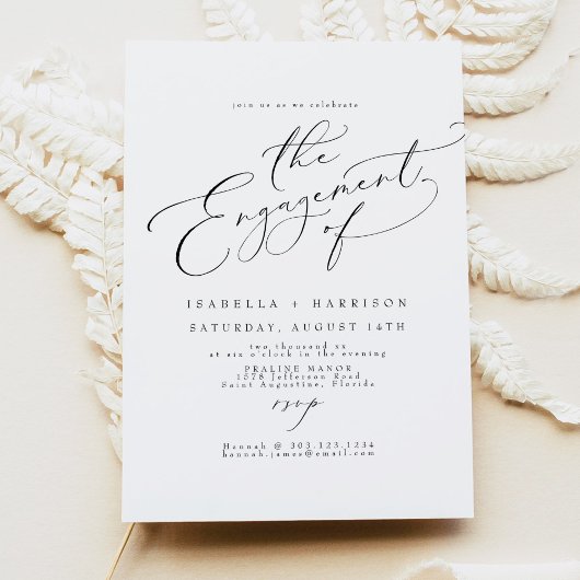 Elegante Minimalistische Script Verlovingsfeest Kaart