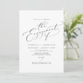 Elegante Minimalistische Script Verlovingsfeest Kaart (Staand voorkant)