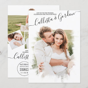 Elegante minimalistische scripted fotocollage brui kaart