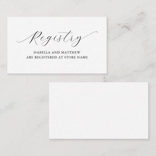 Elegante minimalistische scriptregistergegevens informatiekaartje (Voorkant / Achterkant)