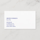 Elegante minimalistische siervector blauw wit visitekaartje (Achterkant)