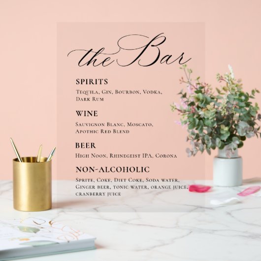 Elegante minimalistische Signature Cocktail Mimosa Acryl Bord (Huwelijk)