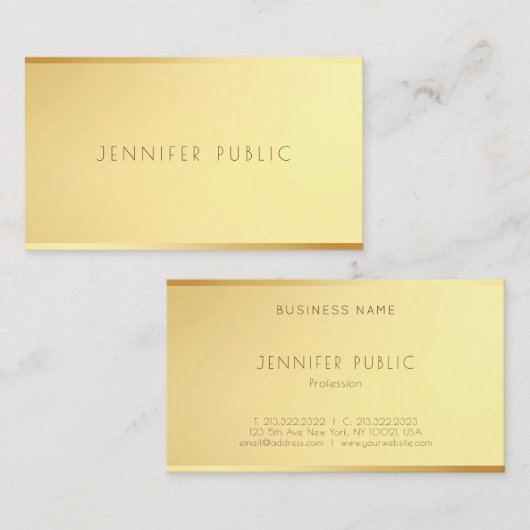 Elegante minimalistische Sjabloon Glamour Goud Mod Visitekaartje (Voorkant / Achterkant)