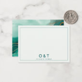 Elegante minimalistische smaragd bruiloft paar mon notitiekaartje (Voorkant / Achterkant in situ)