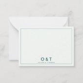 Elegante minimalistische smaragd bruiloft paar mon notitiekaartje (Voorkant)