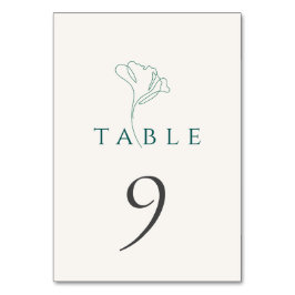 Elegante Minimalistische Smaragd Trouwtafel Nummer Kaart