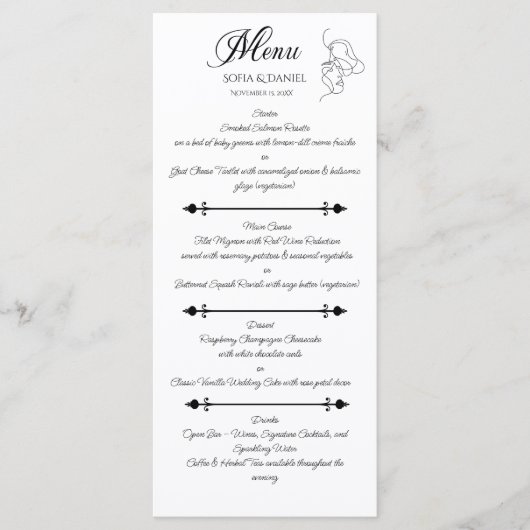 Elegante minimalistische Sophisticated paar bruilo Menu (Voorkant)