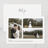 Elegante minimalistische stijlvolle bruiloft fotos bedankkaart (Voorkant / Achterkant)