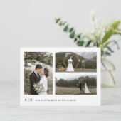 Elegante minimalistische stijlvolle bruiloft fotos bedankkaart (Staand voorkant)