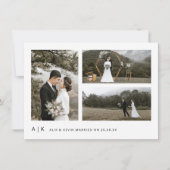Elegante minimalistische stijlvolle bruiloft fotos bedankkaart (Voorkant)