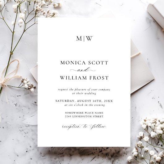 Elegante minimalistische stijlvolle bruiloft kaart