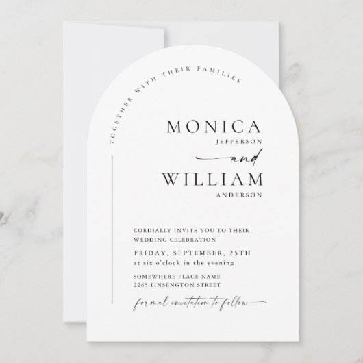 Elegante minimalistische stijlvolle bruiloft QR-co Kaart (Voorkant)