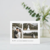 Elegante minimalistische stijlvolle trouwfoto Dank Briefkaart (Staand voorkant)