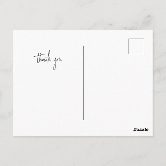 Elegante minimalistische stijlvolle trouwfoto Dank Briefkaart (Achterkant)