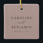 Elegante Minimalistische Stofachtige Mauve Kalligr Keramisch Ornament<br><div class="desc">Aangepaste Elegante Minimalistische Stofachtige Mauve Kalligrafie Bruiloft Keramische Versiering</div>