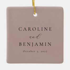 Elegante Minimalistische Stofachtige Mauve Kalligr Keramisch Ornament