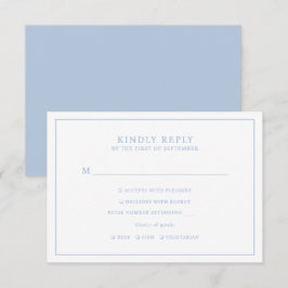 Elegante Minimalistische Stofblauwe Frame Maaltijd RSVP Kaartje
