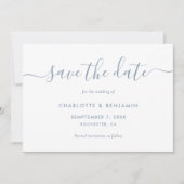 Elegante Minimalistische Stofblauwe Save The Date (Voorkant)