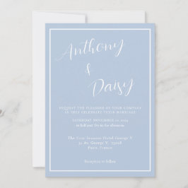 Elegante minimalistische stoffige blauw witte rand kaart