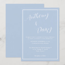 Elegante minimalistische stoffige blauw witte rand kaart
